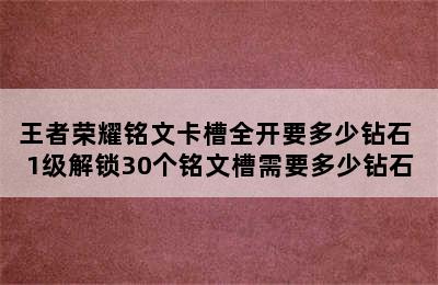 王者荣耀铭文卡槽全开要多少钻石 1级解锁30个铭文槽需要多少钻石